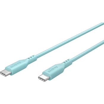 Goobay USB-C Силиконовый кабель 77744, 1.5м, USB-C мужской, 60W PD, 480 Мбит/с, бирюзовый (77744)