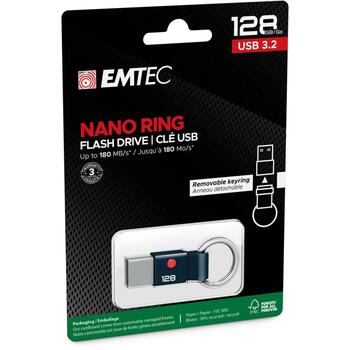 Emtec USB флешка ECMMD128GT103, 128GB, 180Mbps, 25Mbps, черный/металлический, USB 3.2, ультратонкий (ECMMD128GT103)