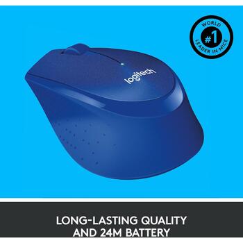 Logitech USB оптическая мышь M330 SILENT PLUS 910-004910, 1000 DPI, 10м беспроводная, 3 кнопки, AA батарея, синяя (910-004910)