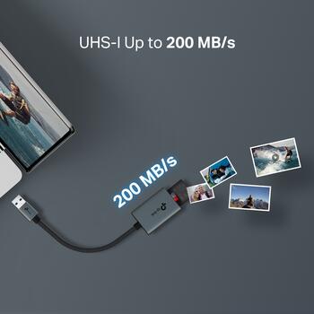 Tp-Link USB 3.0 кардридер UA430, 2x2TB, 5Gbps, UHS-I до 200 MB/s, алюминиевый корпус (UA430)