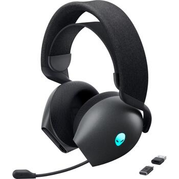 Dell Наушники Alienware Tri-Mode AW725H, Bluetooth, 2.4GHz, 32Ω, 40mm, шумоподавление, RGB подсветка (545-BBFW)