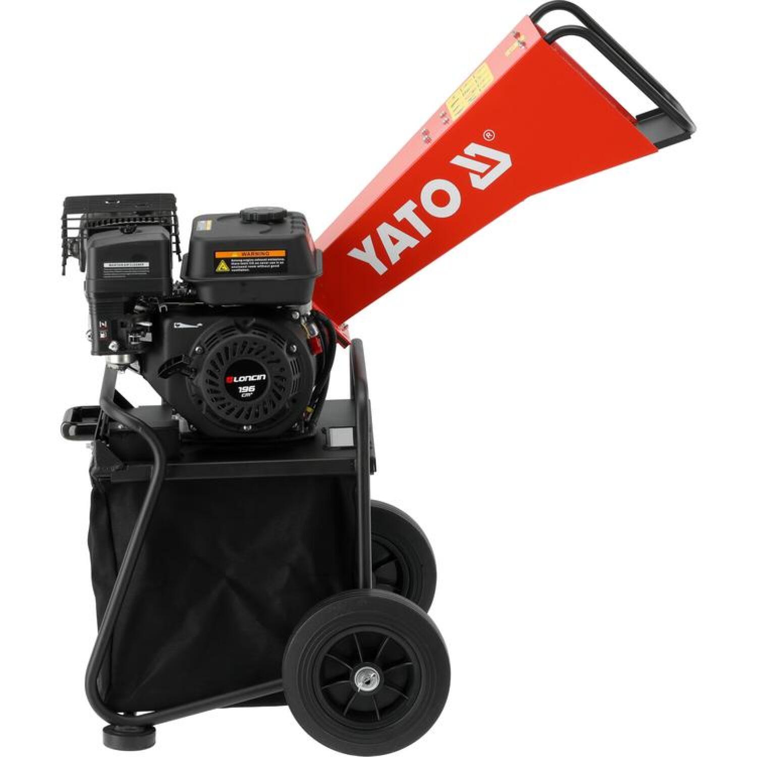 Yato benzīna smalcinātājs YT-86150, 196 cm³, 4.1 kW, 3600 min⁻¹, 50 mm, 64 l, 3.6 l, 0.6 l, 10