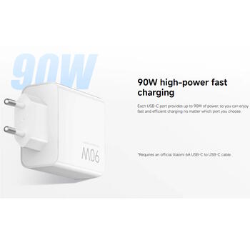 Super jaudīgs universāls lādētājs mobilajām ierīcēm un portatīvajiem datoriem ar USB-A un 2× USB-C pieslēgvietām Type-G balts BHR087MEU Xiaomi (BHR087MEU)