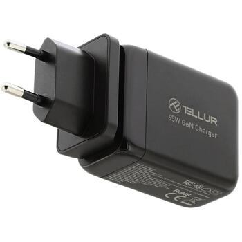 Tellur Зарядное устройство TLL151451, 65W, 2xUSB-C, USB-A, AC 100-240V, 1,5A, 5V/3A, 9V/3A, 12V/3A, 15V/3A, 20V/3,25A, 4,5V/5A (TLL151451)