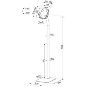 Neomounts напольная подставка для планшета FL15-625BL1, вращение 360°, наклон +20°/-110°, высота 123,8 см, вес 5,3 кг (FL15-625BL1)