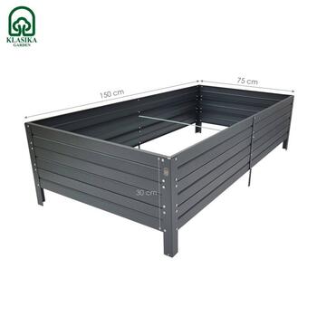 Повышенная грядка KLASIKA GARDEN 1500x750x300мм серый RAL7016 3075150P (3075150P)