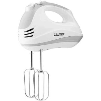Zelmer ZHM1650 70104925P ручной миксер, 400 Вт, 5 скоростей, турбо, 2 венчика, 2 крюка для теста, нержавеющая сталь (70104925P)