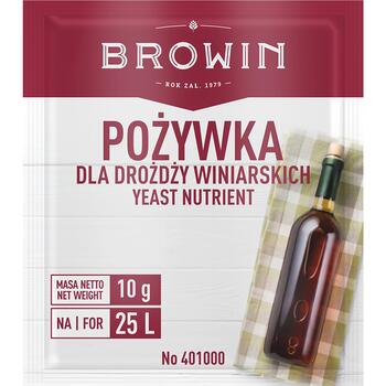 Browin Питательное вещество для винных дрожжей 401000, 10 г, универсальное, на 25 л, содержит азот и фосфор (401000)