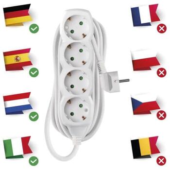 Emos Удлинитель P0425R, 5 м, 4× 2P + PE ГЕРМАНИЯ, ПВХ, 3 680 Вт, защита от детей (P0425R)