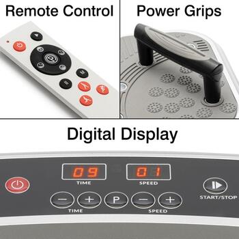 Bodi-Tek Vibrācijas plāksnes trenažieris BT-VIBE-EU, Pelēka, 10 masāžas režīmi, tīkls, vibromasāža (BT-VIBE-EU)