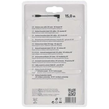 Emos Коаксиальный кабель SB3115, 15 м, 1 шт. в блистере, ПВХ, 2 экрана, IEC штекер – IEC гнездо 90° (SB3115)