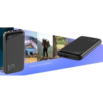 Navitel PWR10 MX Black, 10000mAh, 3.7V, 37Wh, 2xUSB-A, divvirzienu USB-C, mikro-USB, aizsardzība pret pārlādēšanu (PWR10 MX Black)