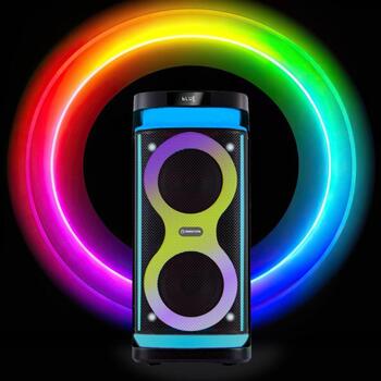 Manta Караоке колонка SPK0601B100, 100W, 7ч воспроизведения, Bluetooth, AUX, USB, MicroSD, LED подсветка (SPK0601B100)