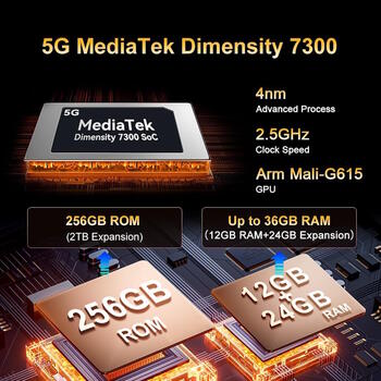 Blackview Active 12 Pro 5G izturīgs planšetdators MediaTek Dimensity 7300 12GB RAM 256GB 11″ FHD+ 90Hz IPS displejs 108 MP galvenā kamera 50 MP priekšējā kamera iebūvēts 120″ projektors 30000 mAh akumulators Android 15 melns (ACTIVE12PRO BLACK)