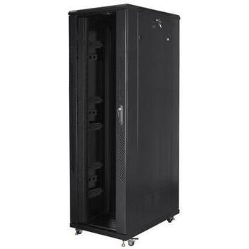 Lanberg Напольный шкаф FF01-8242-12B, 800mm, 1200mm, 42U, 800kg, Стеклянная дверь, IP20, 4 вентилятора (FF01-8242-12B)