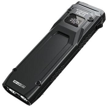 Nitecore EDC23, Rokas lukturis, 2 lampas, 15 lm, 2500 lm, IP54, USB uzlāde, 1500 mAh, 39 h, Plastmasa, Melns (EDC23)