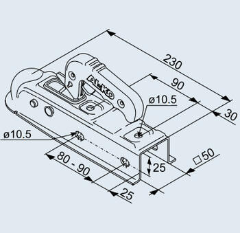 Piekabes sakabes mehānisms ar indikātoru 750kg, AK7 V/D VKT50 PLUS; 1224339 AL-KO (1224339)