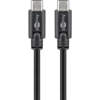 Goobay kabelis 67975, USB-C uz USB-C, 0.5 m, USB 3.2 GEN1, 3 A, 5 Gbit/s, melns, datu pārsūtīšanai, uzlādei (67975)