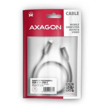 Axagon кабель USB-C к USB-C 2м 100W, 20Gbps, черный, 5A, 4K HD видео (BUCM32-CM20AB)