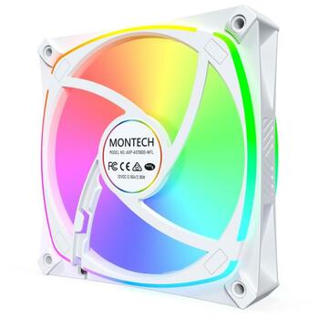 Montech Datora ventilators AX120 PRO WHITE 3 IN 1, 120mm, 12V, 3x ventilatori, 1600RPM, 72.3cfm, 1.85mmH2O, balts (AX120 PRO WHITE 3 IN 1)
