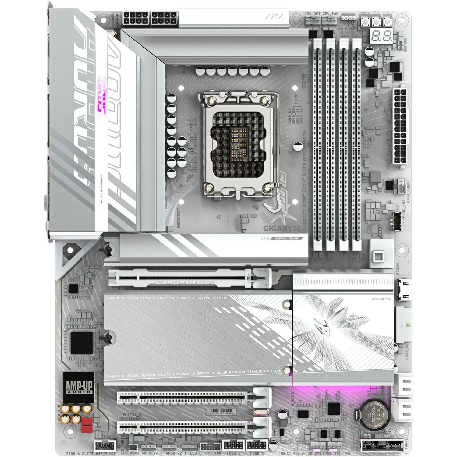 Gigabyte Dēlis Z890 A ELITE WF7 ICE, 4x DIMM, 256 GB, 2x2 Wi-Fi 7, 2.5GbE LAN, 1x PCIe 5.0, 1x HDMI, 7.1 audio (Z890 A ELITE WF7 ICE)