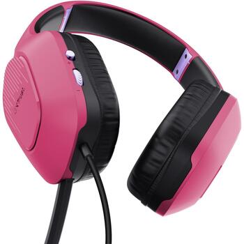 Trust austiņas GXT 415P Zirox, 50 mm, 20 - 20000 Hz, 2 m kabelis, rozā, neodīma magnēti, slēgtā akustika (24992)