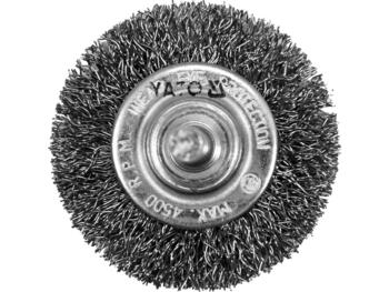 Yato щетка YT-47565, 50мм, 6мм, 4500 об/мин, нержавеющая сталь, плетеная проволока (YT-47565)