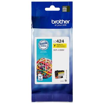 Brother чернильный картридж LC424Y, 750 страниц, желтый, оригинальный, струйный, DCP-J1200W (LC424Y)