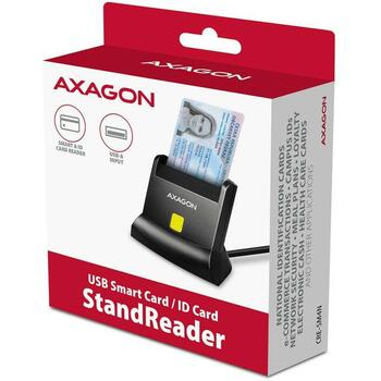 Axagon считыватель смарт-карт CRE-SM4N USB 2.0 1.3м, 1 слот, CE, RoHS, черный, Plug and Play, светодиодные индикаторы (CRE-SM4N)