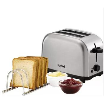 Tefal Toasteris TT330D, 700W, 2 šķēles, nerūsējošais tērauds, 6 apbrūnināšanas līmeņi, augsta pacelšana, izņemama drupaču paplāte (TT330D)