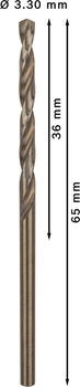 HSS-Co urbis metālam 3,3mm, 10 gab., Urbjmašīnām/skrūvgriežiem PRO STAINLESS STEEL HSS-CO SPIRĀLVEIDA URBIS, 2608585878, BOSCH (2608585878)