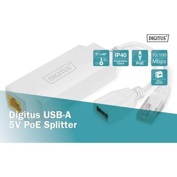 Digitus PoE сплиттер DN-95208, DC 40-57 V, DC 5 V, 1 x RJ-45, 1 x USB Type A - 5 V 2.5 A (DN-95208)