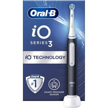 Oral-B elektriskā zobu birste iO3 Matt Black, 1 galviņa, 3 režīmi, litija jonu akumulators, uzlādes bāze, matēts melns (iO3 Matt Black)
