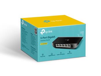 5-Port Gigabit Desktop Switch, TP-Link, TL-SG1005D, 5 10/100/1000Mbps RJ45 Ports, Fanless, External Power Adapter (Output: 5VDC / 0.6A) (TL-SG1005D)