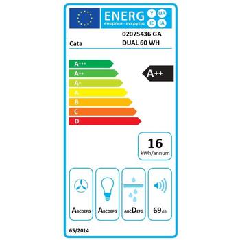 CATA GA DUAL 60 WH Вытяжка 02075436, 60см, 737м³/ч, A++, LED, сенсорное управление, нержавеющая сталь (02075436)