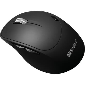 Sandberg 631-02 bezvadu pele Pro Recharge, 1600 DPI, 6 pogas, Bluetooth 5.0, 2.4 GHz, 500 mAh, 10 m, melna (631-02)