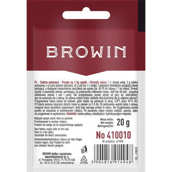 Browin Нитрат натрия для засолки мяса 410010, 20г, универсальный для мяса (410010)