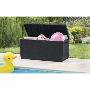 Keter Capri Storage Box 305L коричневый, 29201486590, 305L, 250кг, текстура ротанга, вентилируемый, с колесиками (29201486590)