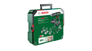 Akumulatora triecienurbjmašīna UniversalImpact 18V + SystemBox - 2 x 1,5 + 2,5 Ah akumulatori | uzlādes ierīce 06039D4108 BOSCH (06039D4108)