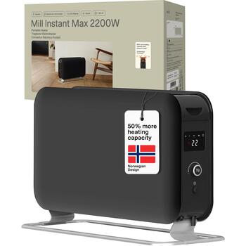 Mill Konvekcijas sildītājs CO2200LEDMAXBLACK, 2200 W, 3 jaudas līmeņi, 5-30 m², LED displejs, klusa darbība, melns (CO2200LEDMAXBLACK)