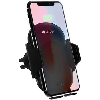 Devia Держатель для телефона в автомобиле 120EA1940001, 5V/1A, 9V/1,2A, Qi, 55-86mm, 360°, USB-C, беспроводная зарядка (120EA1940001)