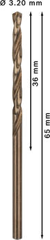 HSS-Co urbis metālam 3,2mm, 10 gab., Urbjmašīnām/skrūvgriežiem PRO STAINLESS STEEL HSS-CO SPIRĀLVEIDA URBIS, 2608585877, BOSCH (2608585877)