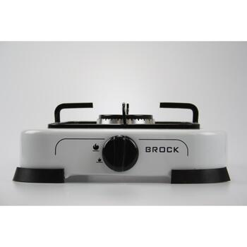 Brock GS 001 W Мини-плита, 1 конфорка, 268 мм, 64 мм, белая, чугунные горелки, защита от утечки газа (GS 001 W)