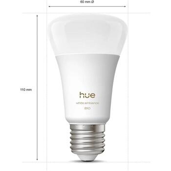 Philips Hue WA 810 A60 2P EU, светодиодная лампа, E27, 6 Вт, 810 лм, 1000-20000K, Bluetooth, Zigbee, 2 шт. (8720169364004)