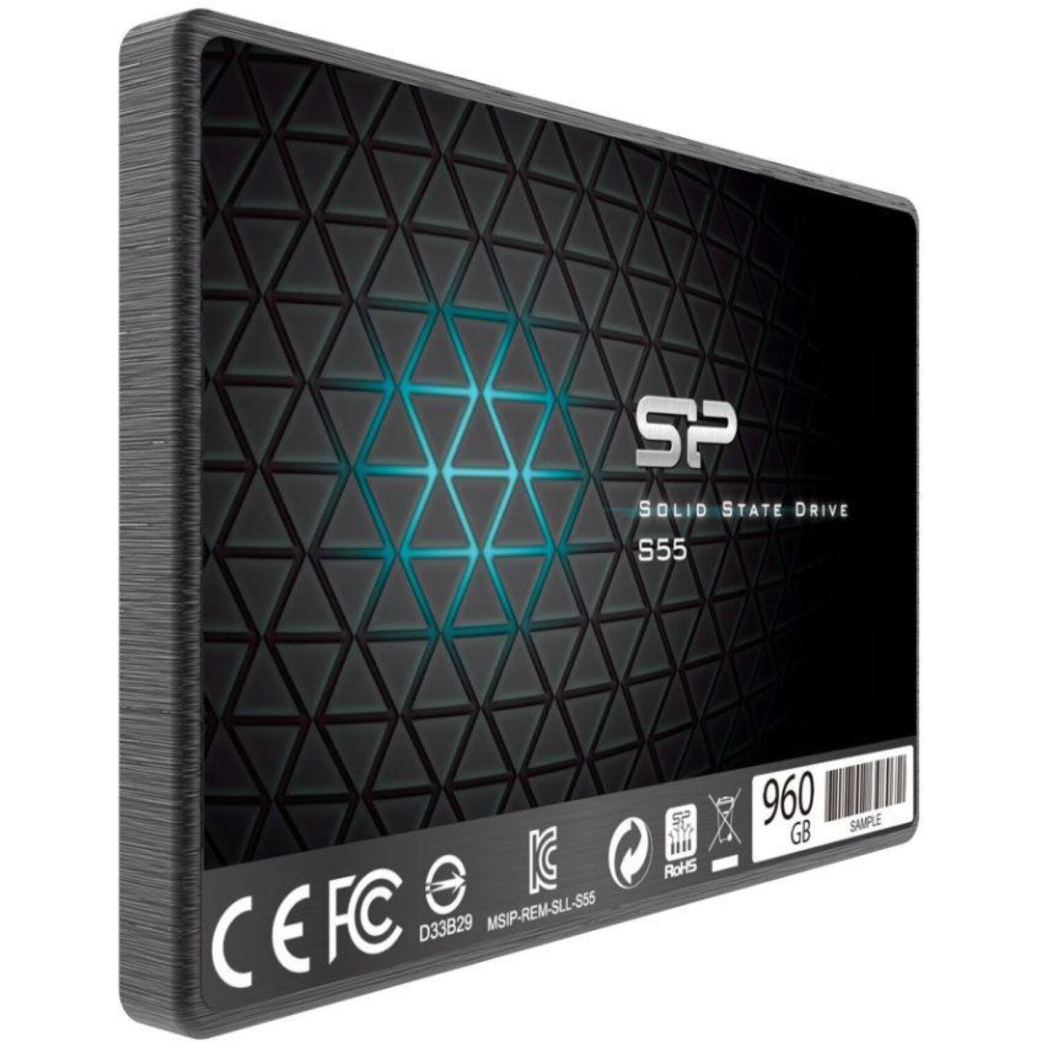 Silicon Power SSD Slim S55 240GB SP240GBSS3S55S25, 240 ГБ, 2,5'', SATA III 6 Гбит/с, 460 МБ/с, 450 МБ/с, ультратонкий дизайн, TRIM (SP240GBSS3S55S25)