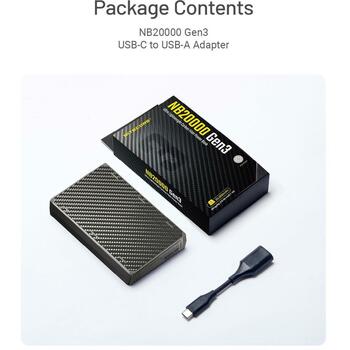 Nitecore Power Bank NB20000GEN3 20000 мАч, Li-Ion, 3.6 В, 2 USB Type-C, 22.5 Вт, IPX5, черный (NB20000GEN3)