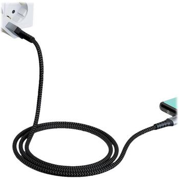 Goobay USB-C к USB-A текстильный кабель с металлическими разъемами 49296, 1м, 3A, синхронизация и зарядка, оплетка (49296)
