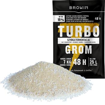 Browin Turbo Grom 48h дрожжи для дистилляции 403190, 0.15кг, 25л, 48ч, дрожжи для брожения (403190)