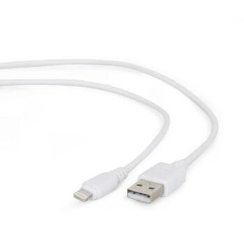 Gembird кабель Lightning на USB 1M CC-USB2-AMLM-W-1M, белый, 1 м, USB 2.0, 8-контактный (CC-USB2-AMLM-W-1M)