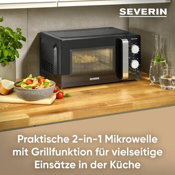 Severin Микроволновая печь 7781, 20л, 1000Вт, 10 уровней мощности, 8 программ, LED дисплей, гриль, разморозка, защита от детей (7781)